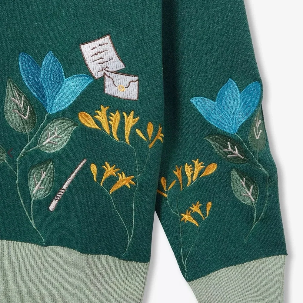 Chic Forest Green Embroidered Cardigan by Alboe - Picture 5 of 6